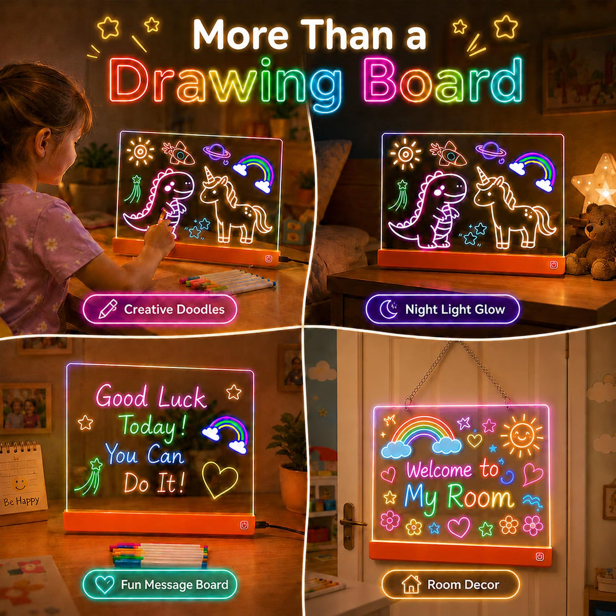 16-Inch LED Drawing Board for Kids – Light-Up Art & Craft Activity Toy for Ages 4–8