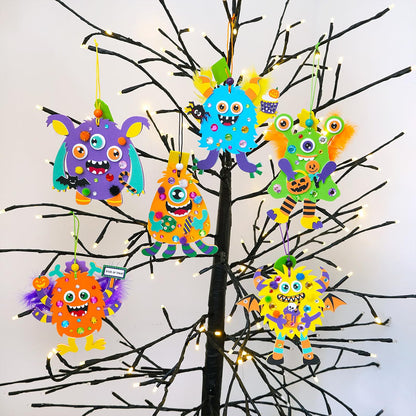 24-Set Halloween Monster Craft Kit for Kids – DIY Foam Ornament Art Activity, Classroom Project & Party Favors