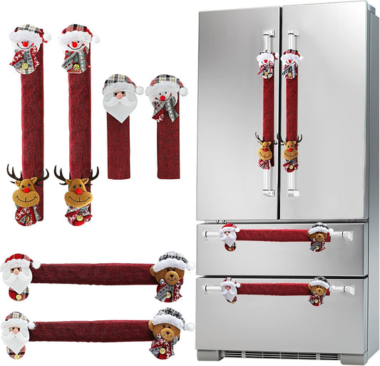 6-Pack Christmas Refrigerator Handle Covers - Santa & Snowman