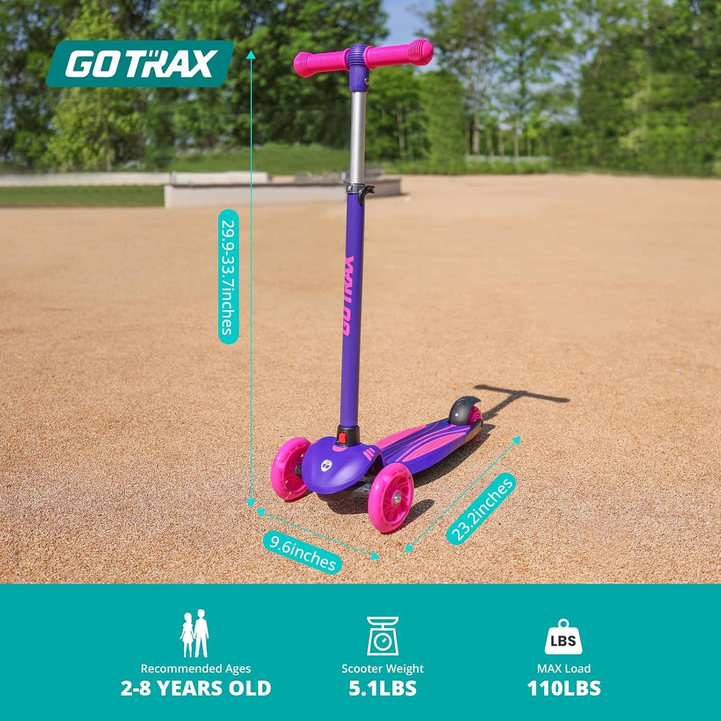 Kids Kick Scooter – LED Wheels, 3-Height Adjustable Handlebar & Anti-Slip Deck (Ages 2–8)