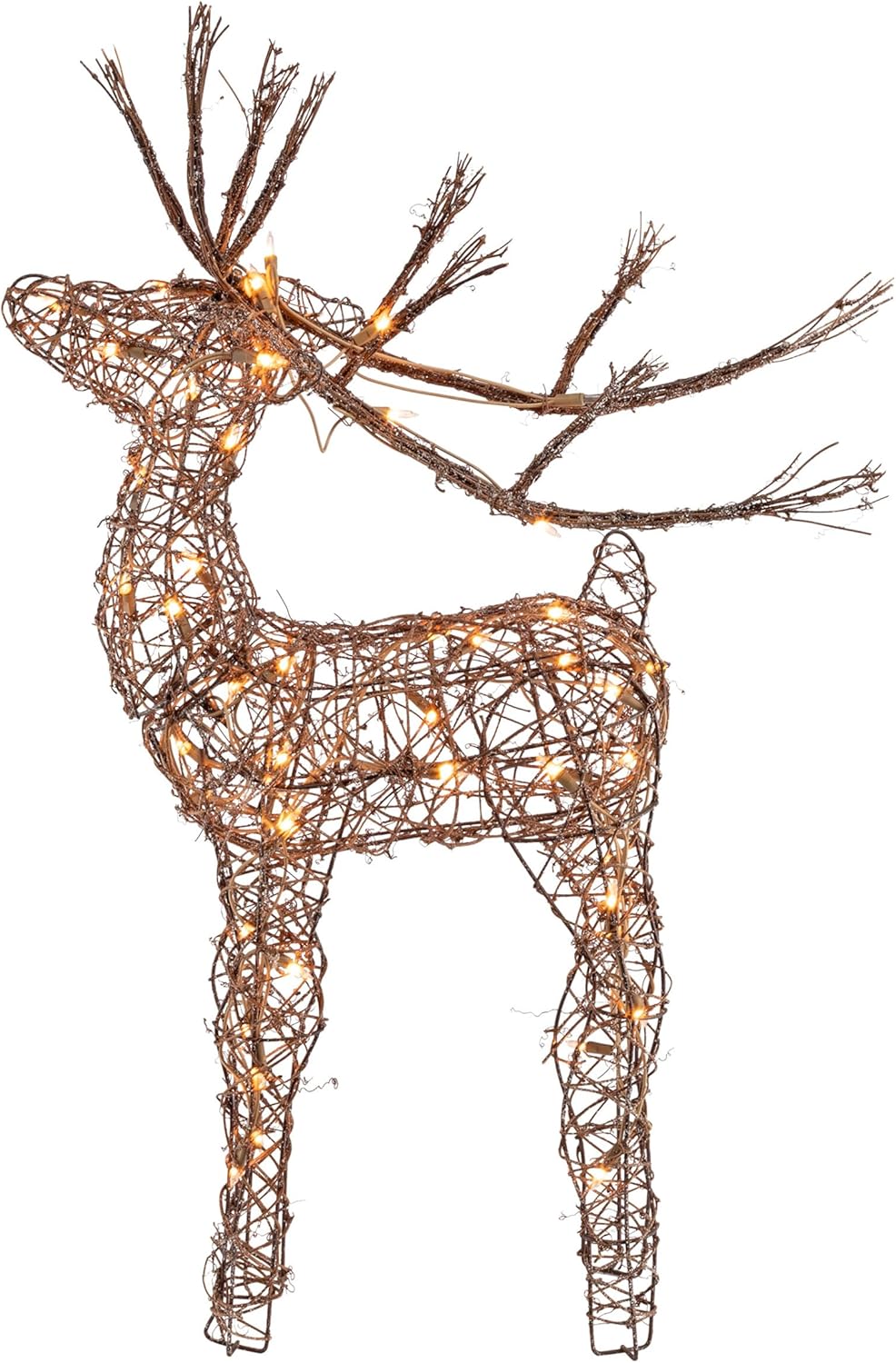 35" Lighted Rattan Reindeer Christmas Yard Decoration - Brown