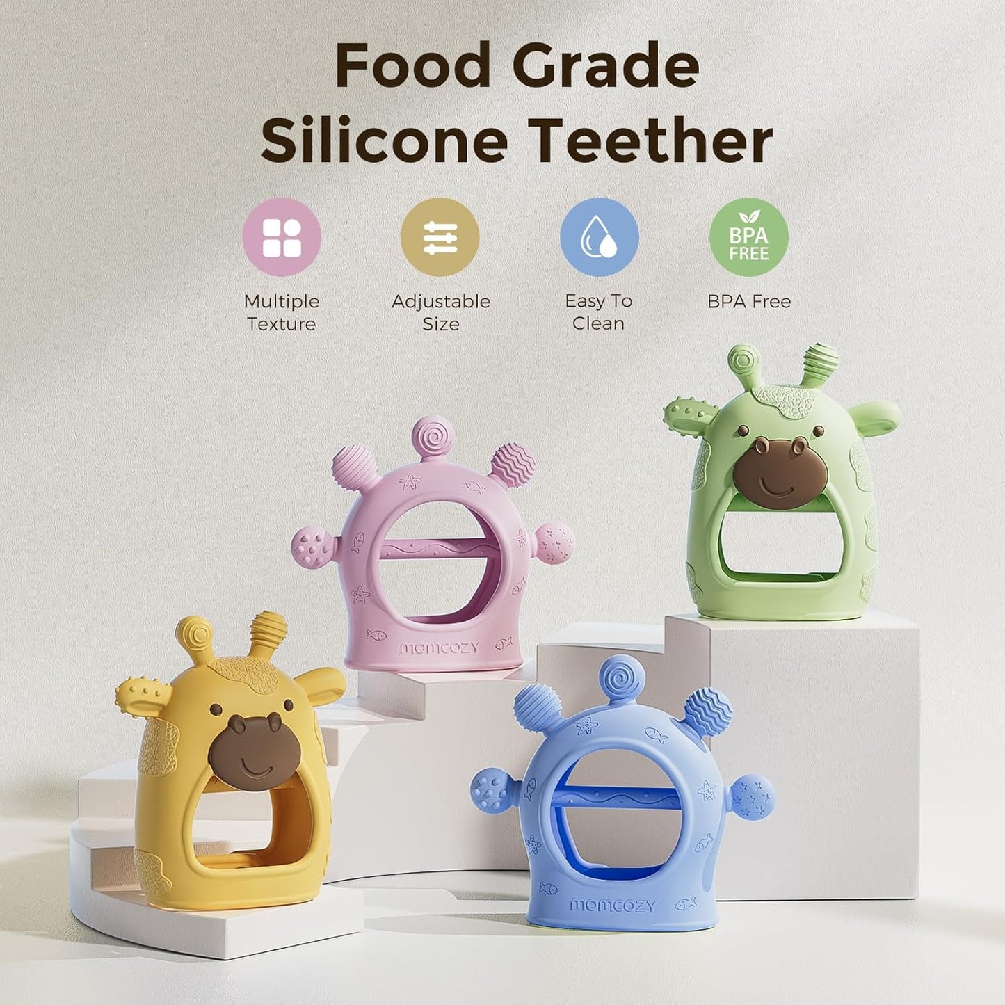 Baby Teether Toys | Baby Teething Toys | Baby Teething Relief | Food Grade Silicone Teether Baby Toys | Baby Teether 0-6 Months | Teething Toy 6-12 Months | Baby Essential | Yellow