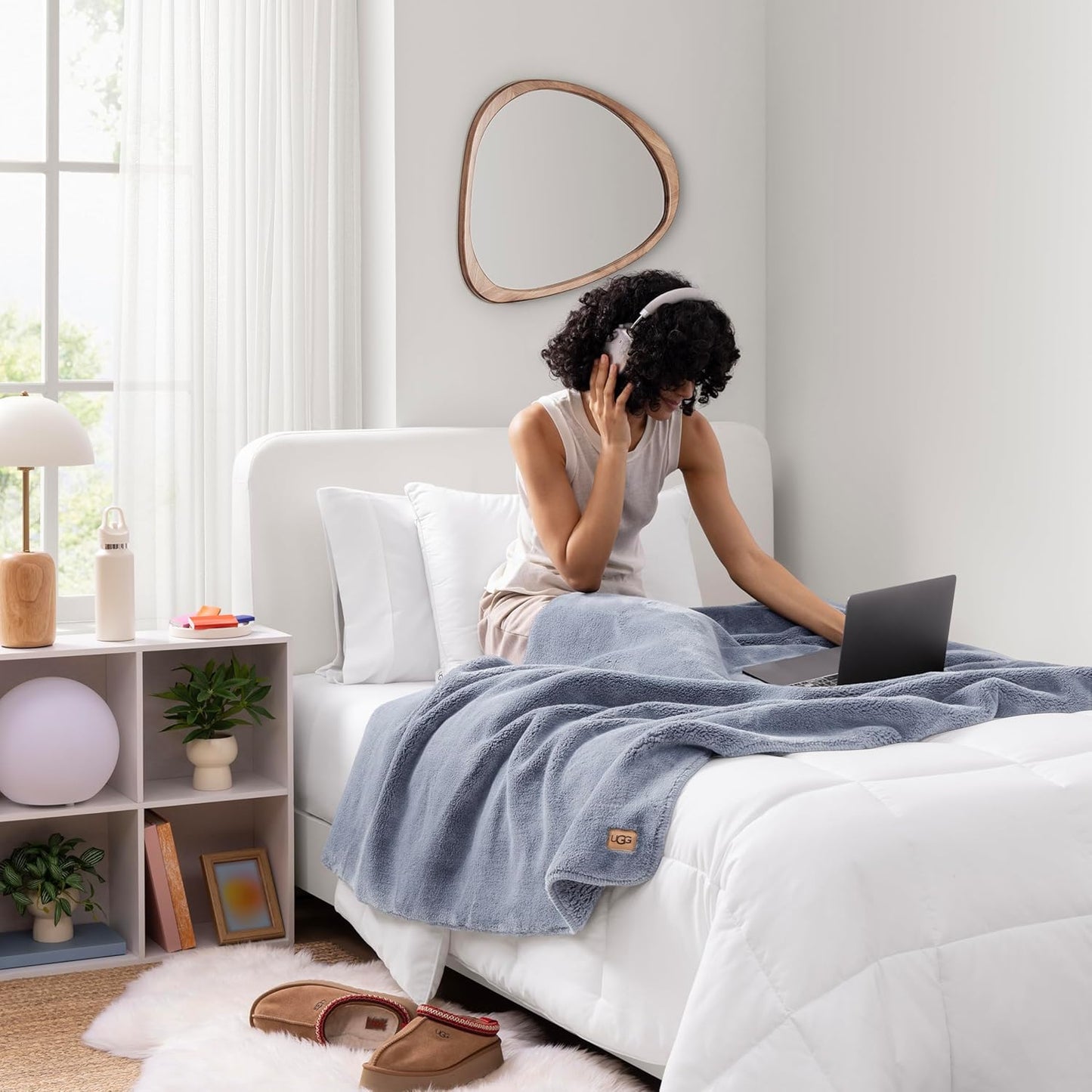 Denim Blue Plush Fleece Throw Blanket, 50" x 70"