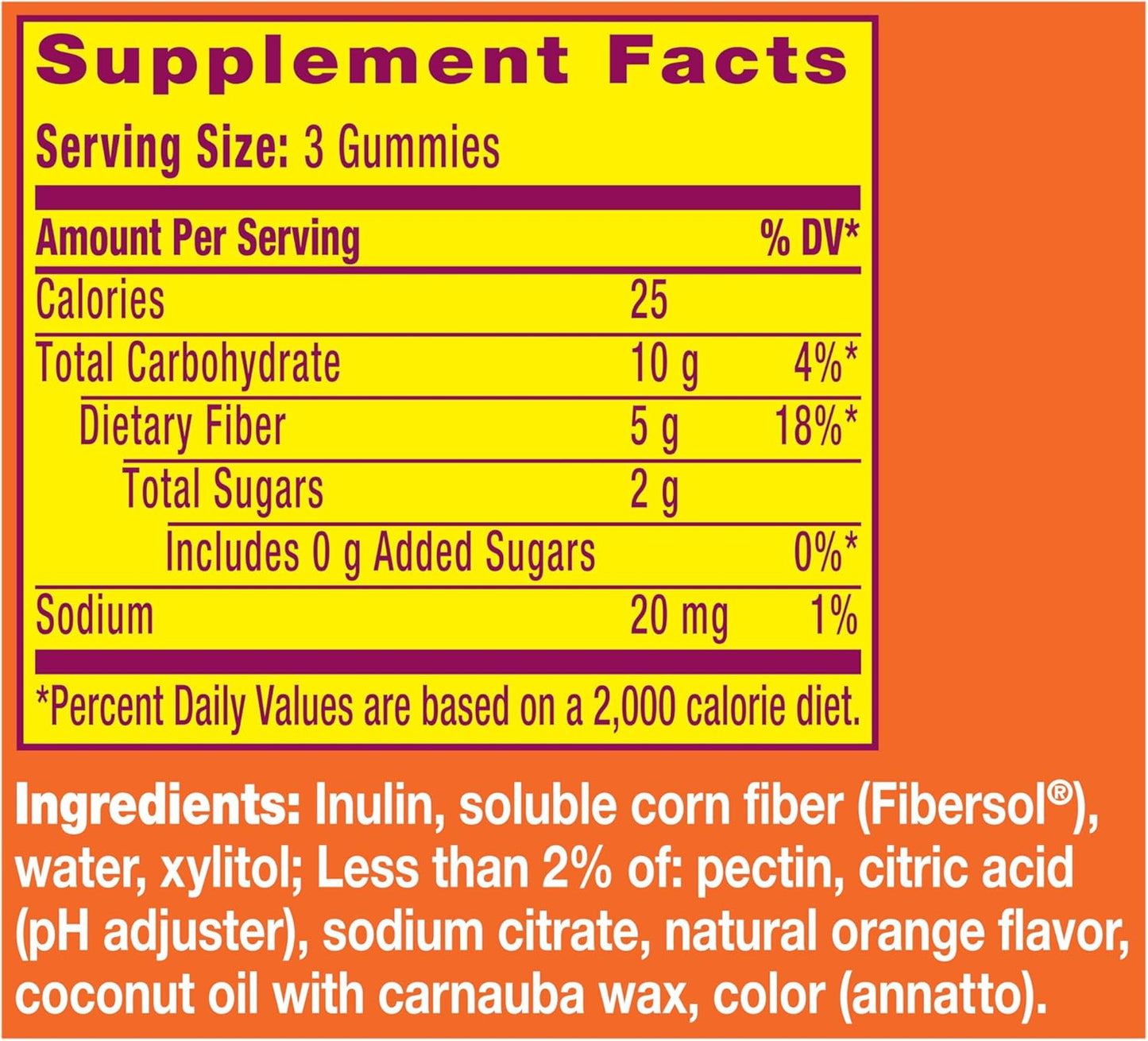 Fiber Gummies for Adults – No Sugar Added, 5g Prebiotic Plant-Based Fiber (Orange, 120 Count)