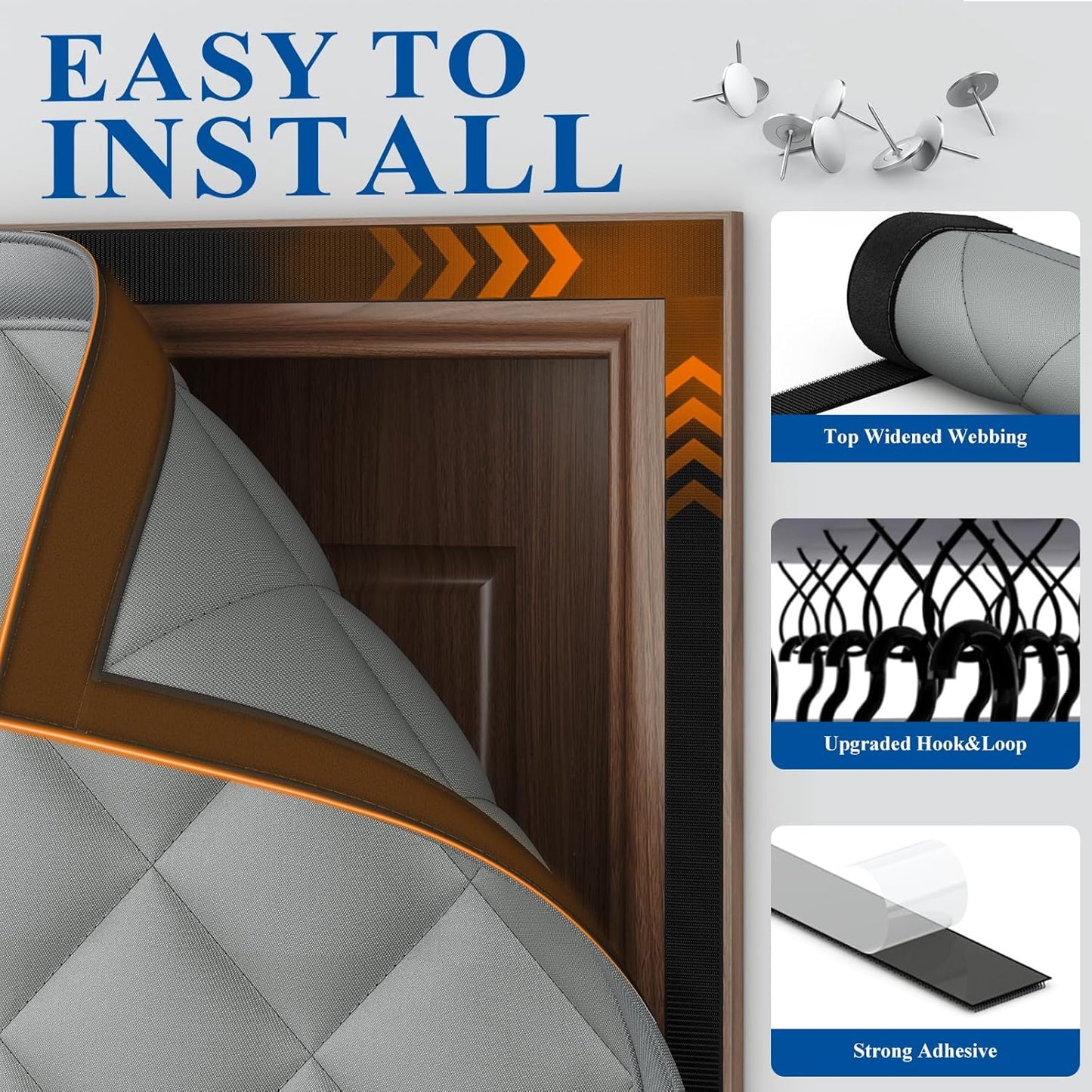 Magnetic Thermal Insulated Door Curtain – 5-Layer Winter Draft Blocker (Fits 32" x 80", Grey)