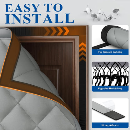Magnetic Thermal Insulated Door Curtain – 5-Layer Winter Draft Blocker (Fits 32" x 80", Grey)