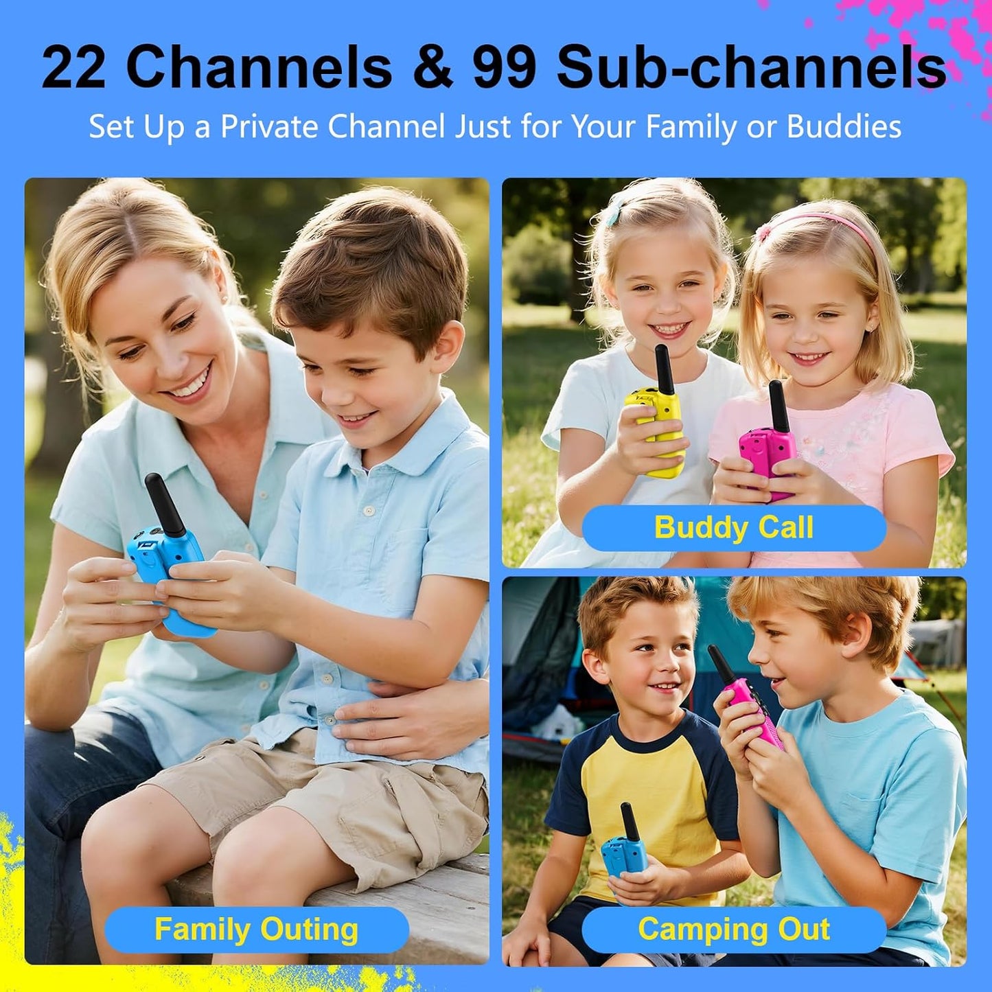 Kids Walkie Talkies – 3-Mile Range Two-Way Radios for Outdoor Play (Ages 3–9)