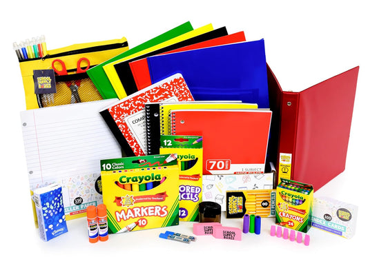 Elementary School Essentials Bundle (91 Pieces per Box) - Includes Binders, Folders, Notebooks, Filler Paper, Pencils, Notecards, Pens, and More
