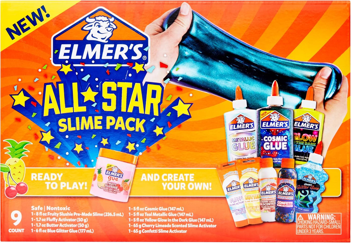 All-Star Slime Kit: 9 Count with Liquid Glue, Slime Activator, and Premade Slime