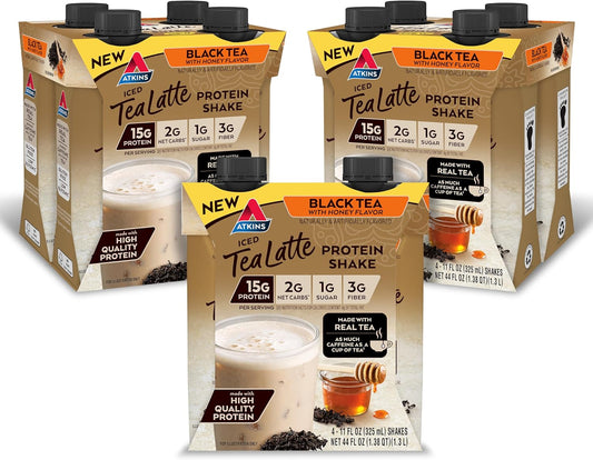 Iced Tea Latte Protein Shake, Black Tea with Honey (Pack of 12)