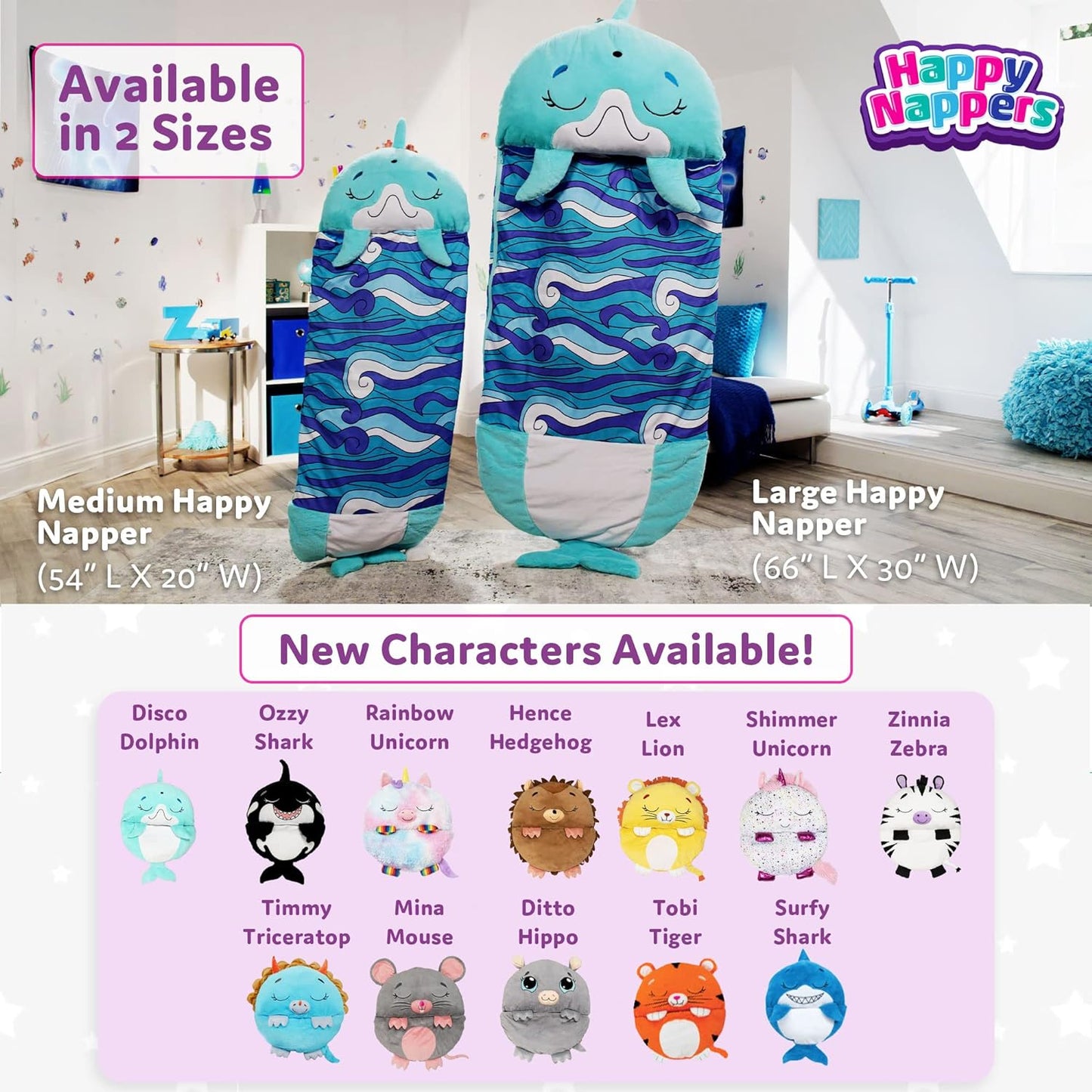 2-in-1 Pillow & Sleepy Sack – Large Blue Triceratops (66 x 30), Plush Animal That Opens Into a Soft Sleeping Bag