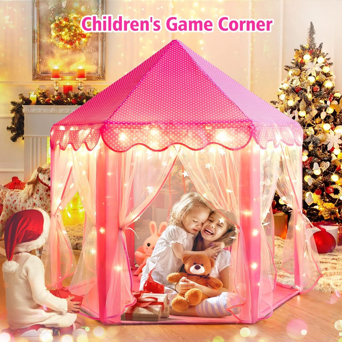 Princess Tent Girls Castle Play with Star Lights Toy