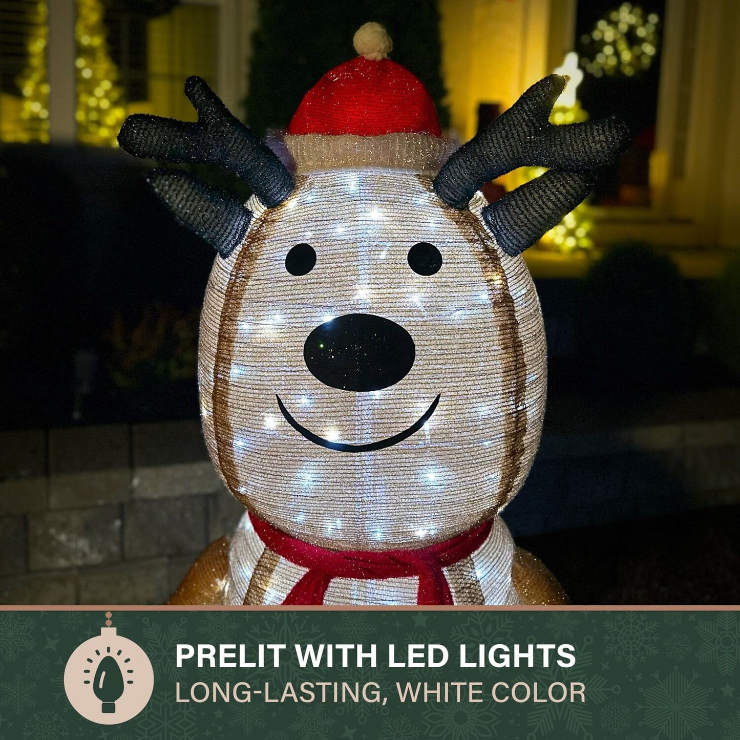 4-Ft. Prelit Collapsible Tinsel Reindeer with LED Lights