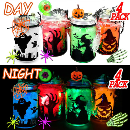 8-Pack DIY Halloween Lantern Jar Craft Kit – Kids & Adult Art Activity for Ages 4–12, School, Home & Garden Décor