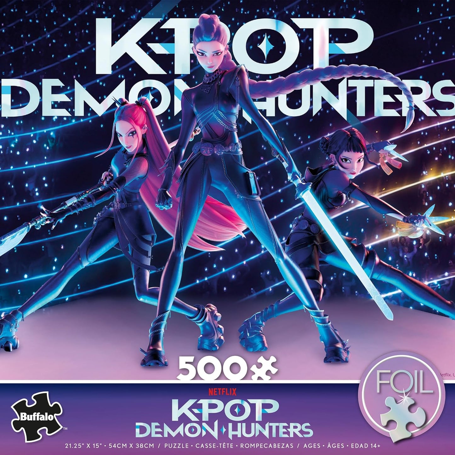 Kpop Demon Hunters 500-Piece Foil Jigsaw Puzzle – Colorful Artwork with Precision-Cut Pieces