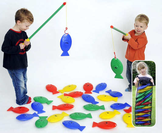 Giant Polydron Alphabet Fishing Game with 26 Colorful Lettered Fish