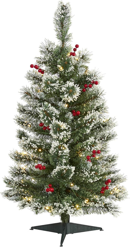 3ft Frosted Swiss Pine Tree with 50 Clear LED Lights