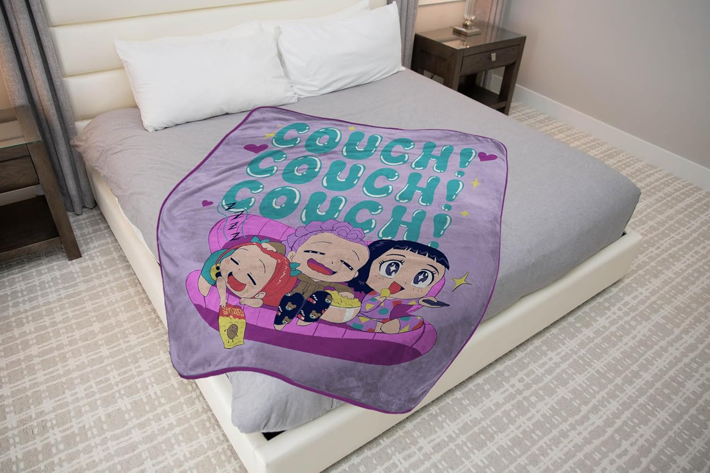 Kpop Demon Hunters Huntrix Plush Throw Blanket – Ultra Soft Fleece Kids Blanket, Purple 46x60
