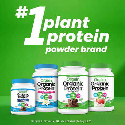 Orgain Organic Vegan Protein Powder – Strawberries & Cream, 21g Plant Protein