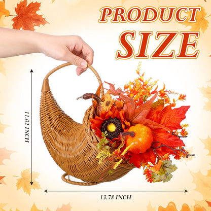 Fall Cornucopia Harvest Basket – Fern Thanksgiving Table Centerpiece for Autumn Home Décor