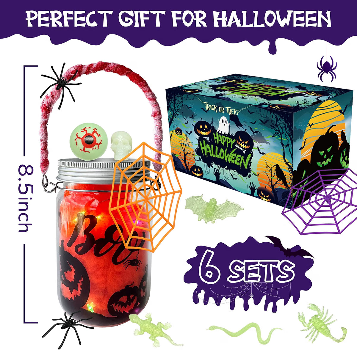 6-Piece Halloween Lantern Craft Kit for Kids – DIY Art Project & Party Activity for Ages 6–12, Basket Stuffer Gifts