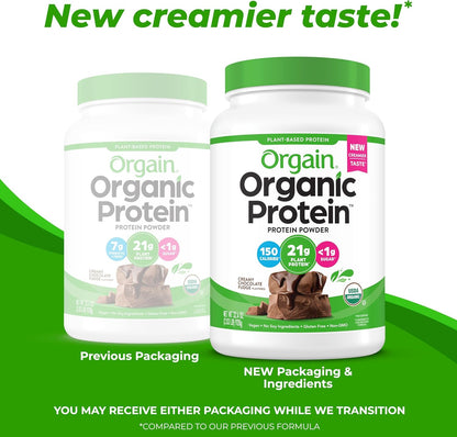 Orgain Organic Vegan Protein Powder – Creamy Chocolate Fudge, 21g Plant Protein – 2.03 lb