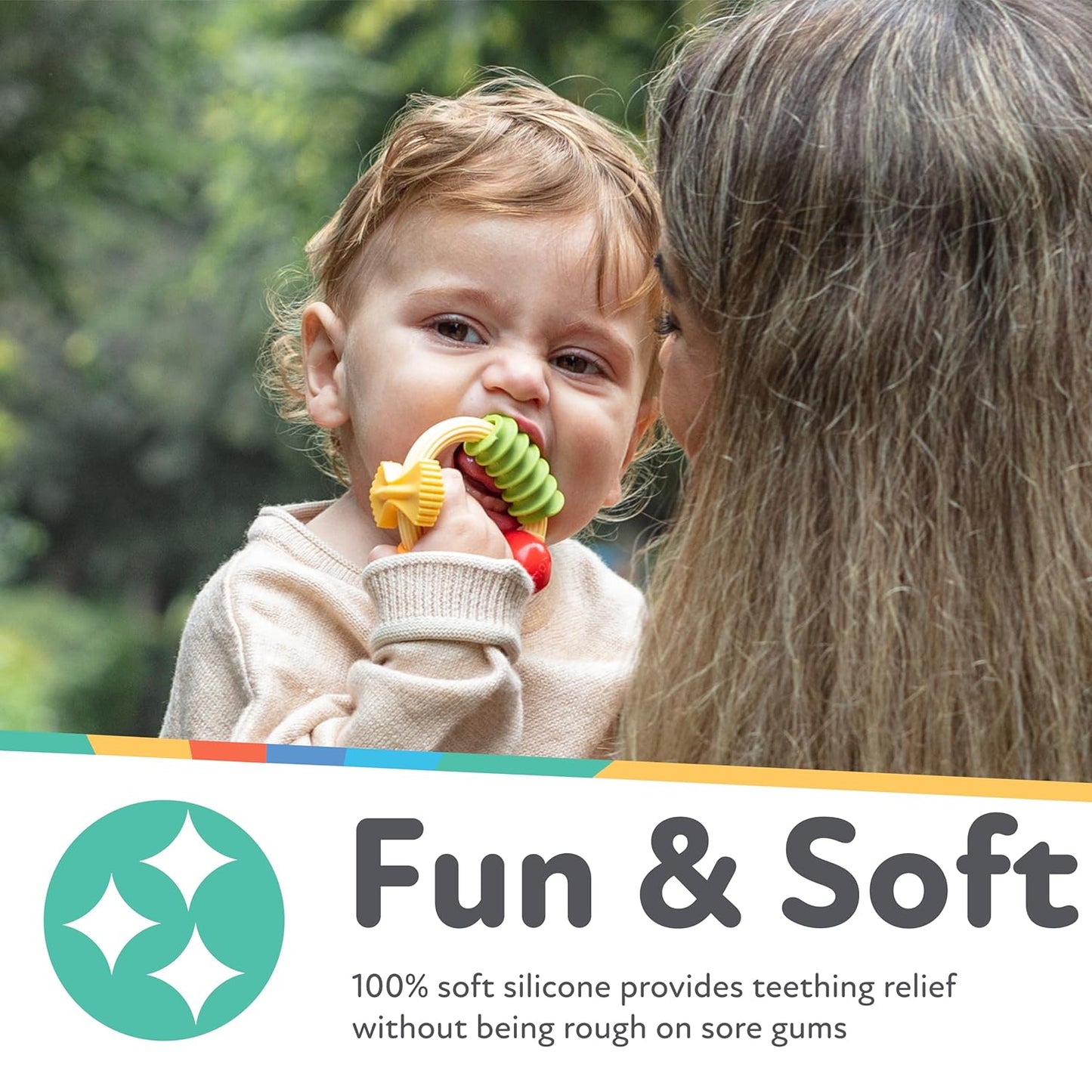 Pasta Ring Silicone Teether – Multi-Textured Easy-Grip Baby Teething Toy (3+ Months)