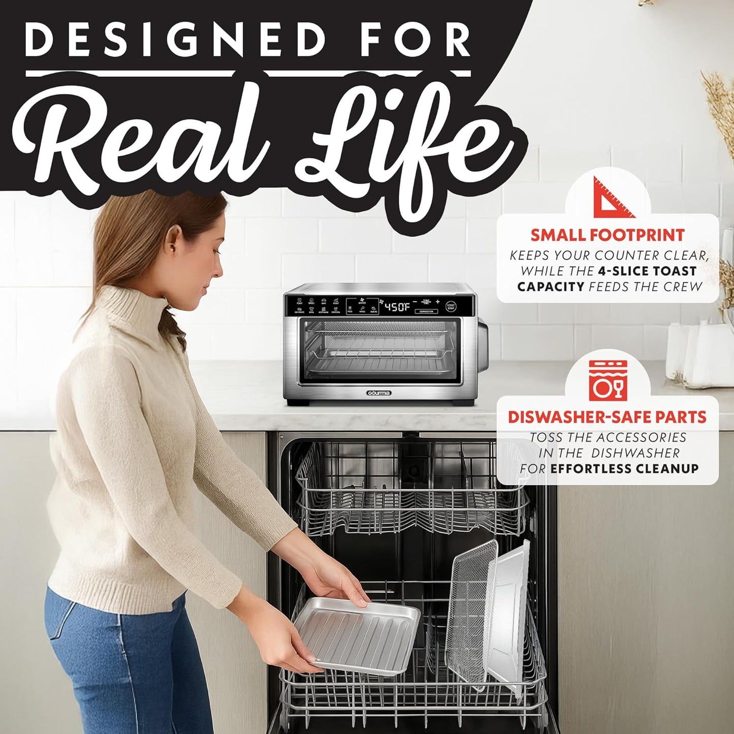 Digital Air Fryer Toaster Oven – 4-Slice Convection with 12 Presets (Stainless Steel)