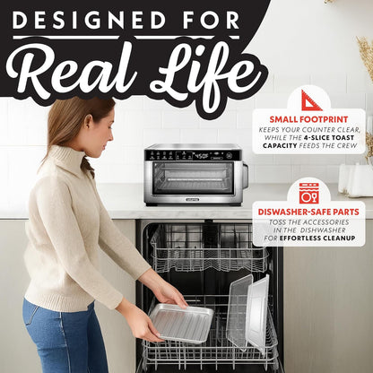 Digital Air Fryer Toaster Oven – 4-Slice Convection with 12 Presets (Stainless Steel)