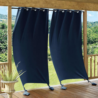 Outdoor Curtains Windproof Waterproof Blackout Curtain with Weight Bag, Privacy Insulated Drapes