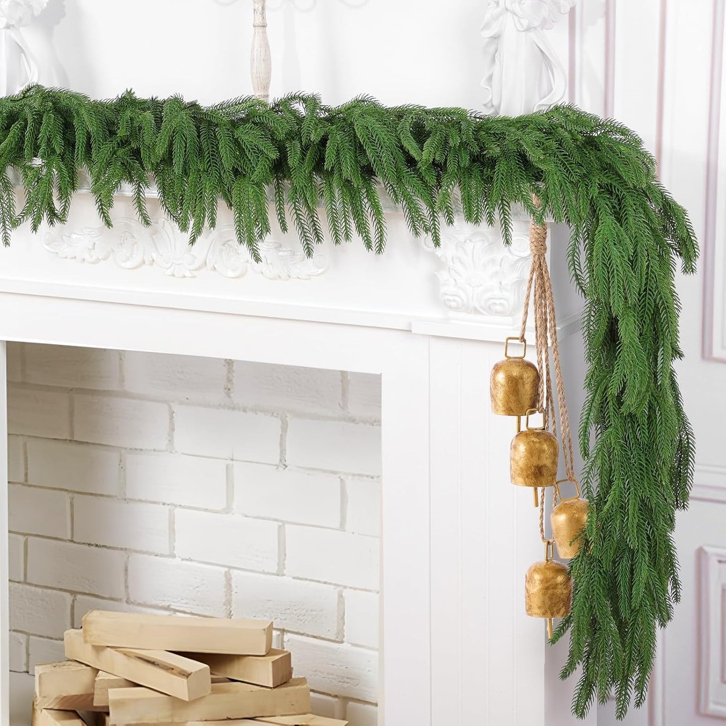 2-Pack 6 ft Artificial Norfolk Pine Garlands – Real Touch Greenery for Indoor/Outdoor Décor
