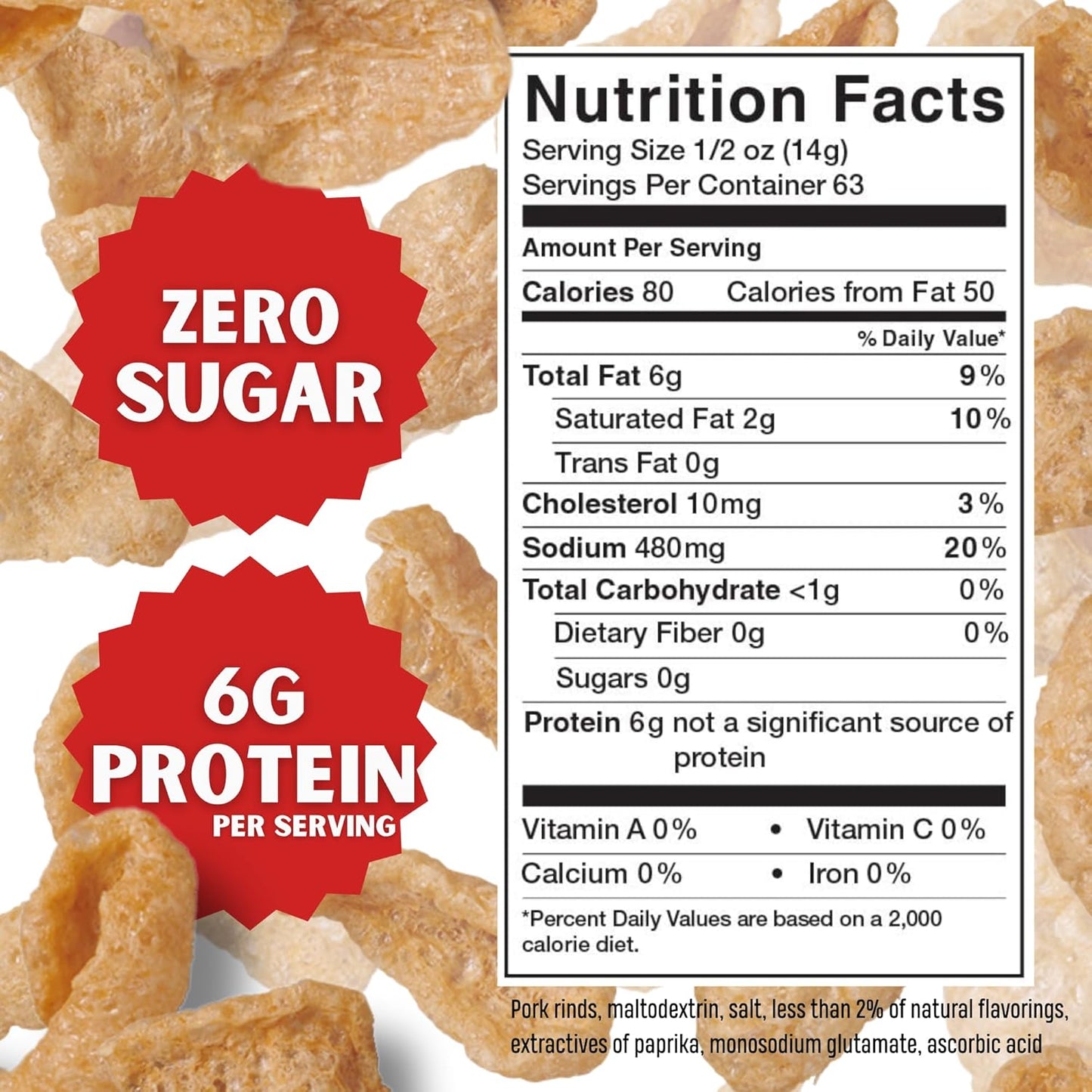 Hot & Spicy Microwave Pork Rinds (Chicharrones) – Bacon Curls, 1.75 oz Bags (18 Pack)