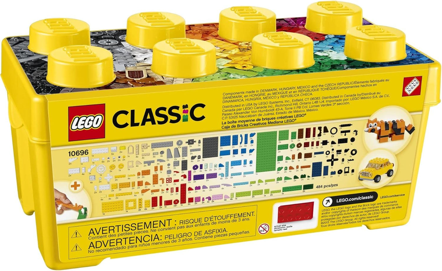 Medium Creative Brick Box 10696 - Building Set with Train, Car, and Tiger for Ages 4+