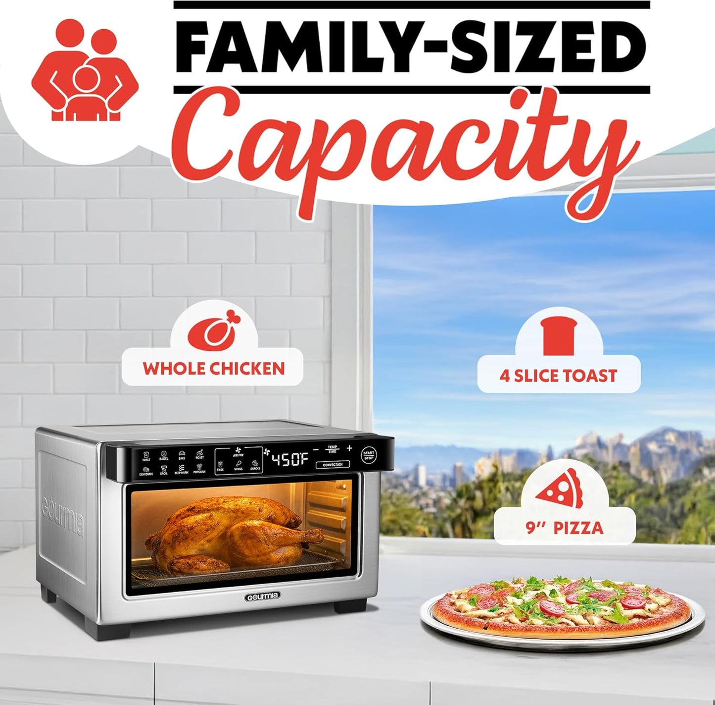 Digital Air Fryer Toaster Oven – 4-Slice Convection with 12 Presets (Stainless Steel)