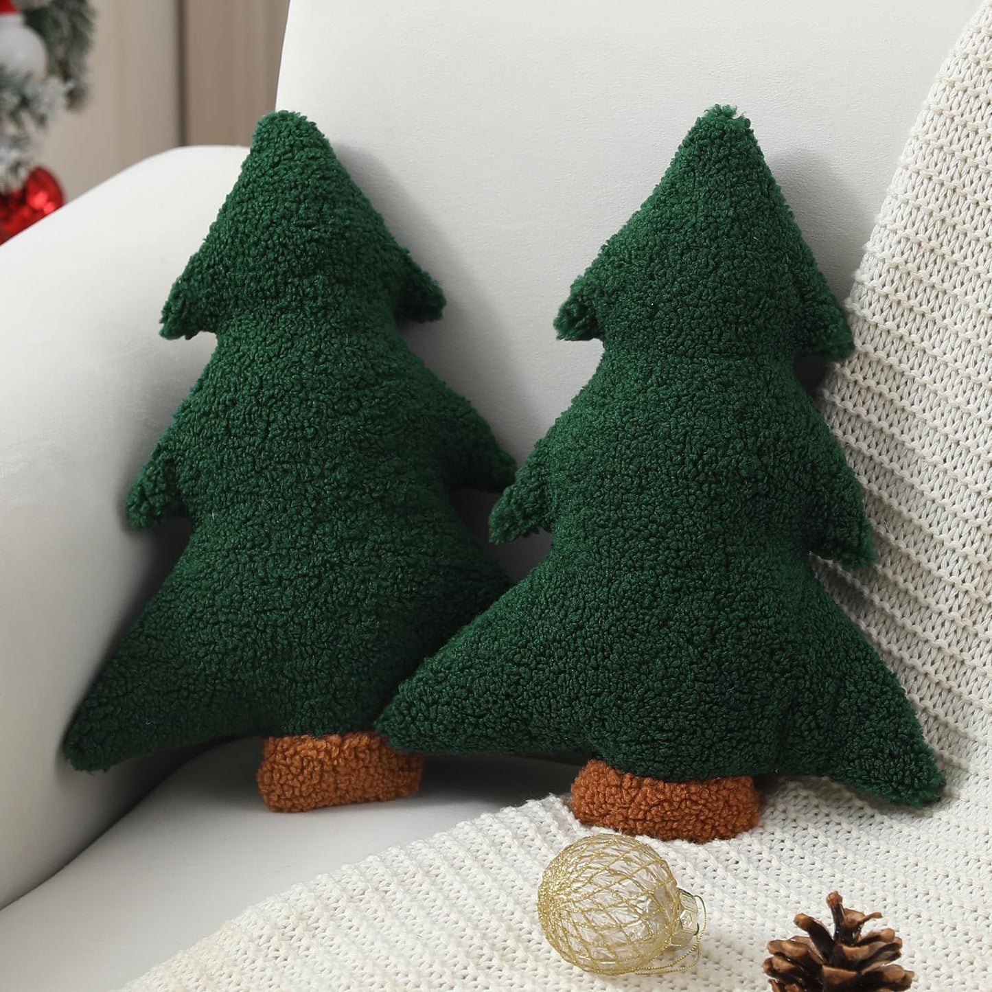 Set of 2 Christmas Tree Plush Pillows - 12.2 Inch