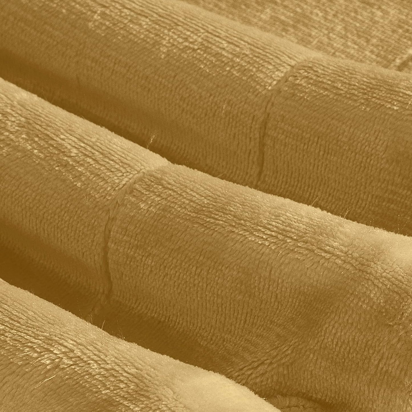 Reversible Flannel Sherpa Blanket - Cozy Fleece Throw, Queen, Gold