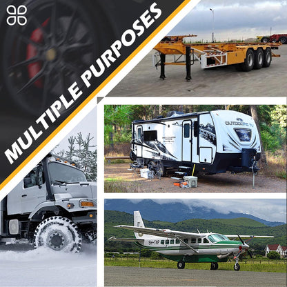 Rubber Wheel Chocks with Rope & Reflective Strips – 4 Pack for RVs, Trailers, Campers, Trucks, Cars & Boats