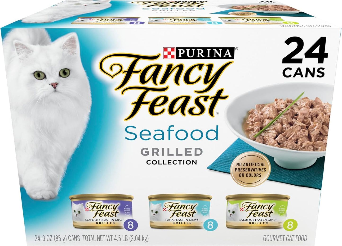 Fancy Feast Grilled Wet Cat Food Variety Pack – Seafood Collection, 3 oz Cans (24 Pack)