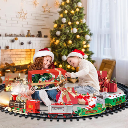 Holiday Train Set for Christmas - Hanging Toys with Smoke, Whistle (On/Off), and Lights for Tree Decoration