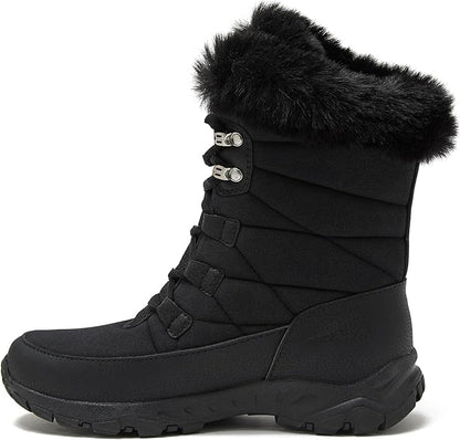 Women’s Waterproof Insulated Snow Boots – Lace-Up or Slip-On Winter Shoes (Sizes 6–11, Medium/Wide)