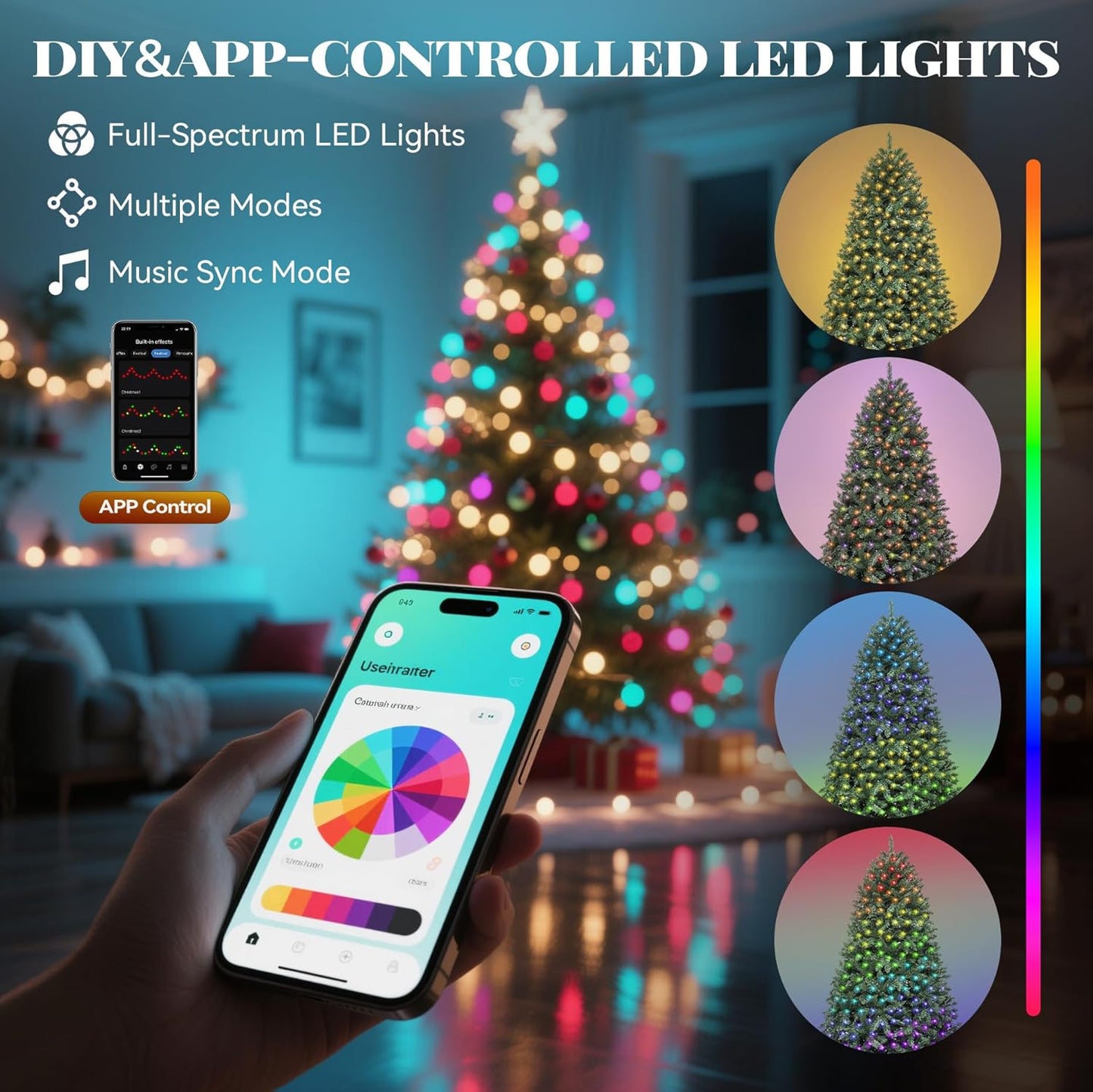 6ft Pre-Lit RGB Christmas Tree with Remote & Smart Control