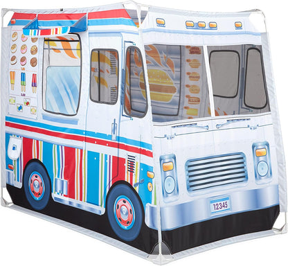 Double-Sided Food Truck Play Tent - Ice Cream & BBQ Role Play Toy for Kids Ages 3+