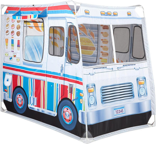Double-Sided Food Truck Play Tent - Ice Cream & BBQ Role Play Toy for Kids Ages 3+