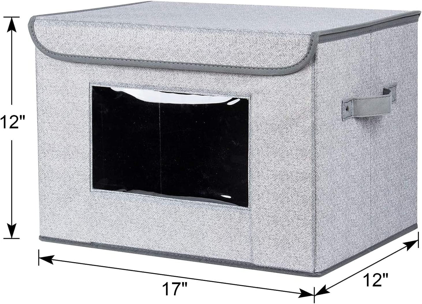 4-Pack Large Foldable Fabric Storage Bins with Lids - Gray (17" x 12" x 12")
