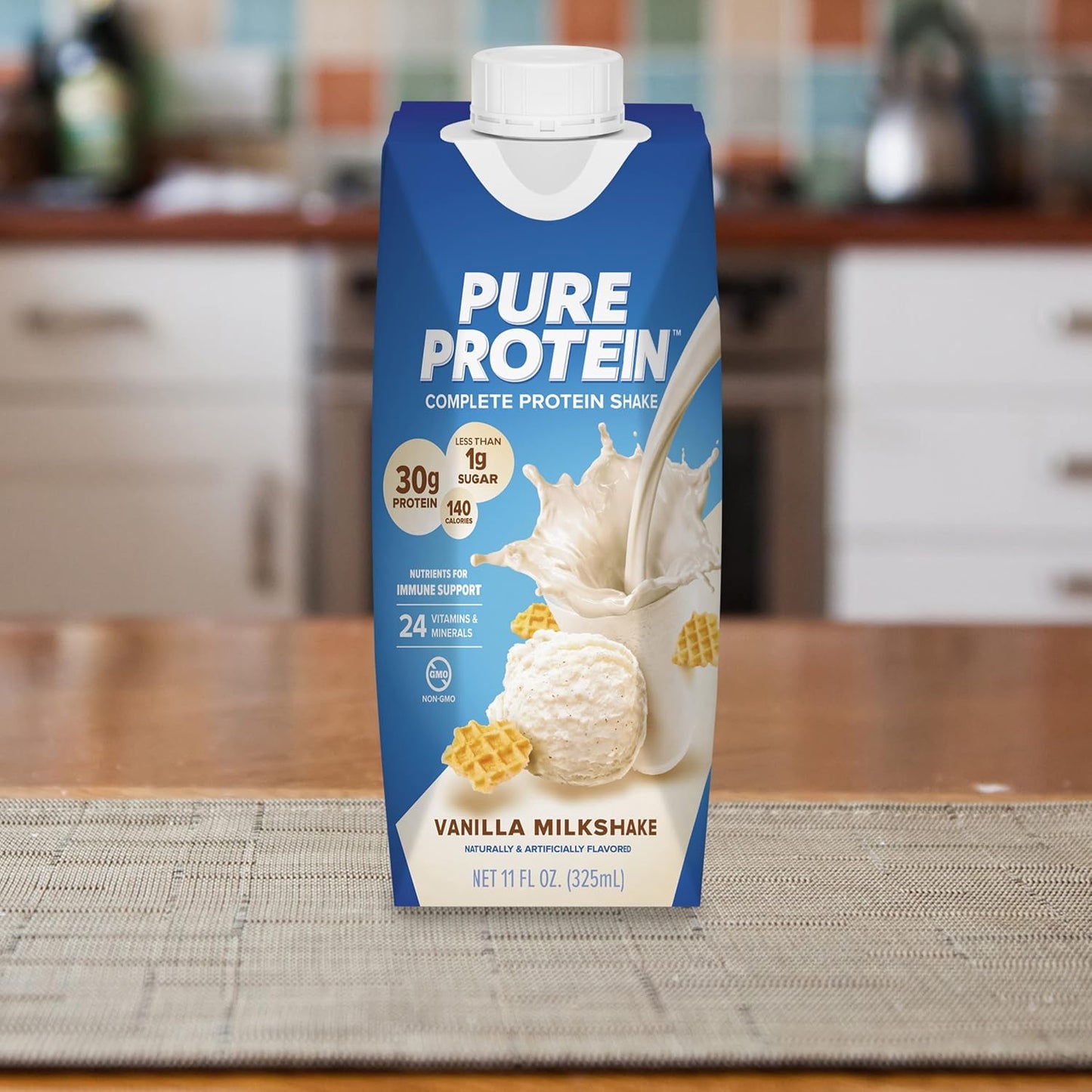 Pure Protein Vanilla Protein Shake – 30g Protein, Keto-Friendly, 11oz Bottles (12 Pack)