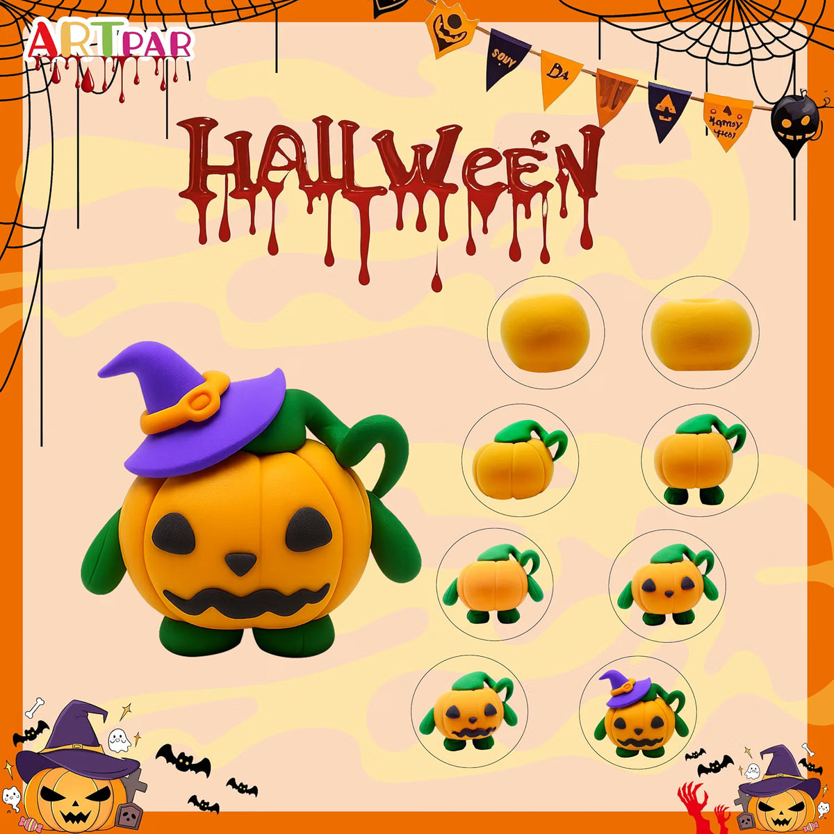 12-Box Halloween Air Dry Clay Kit for Kids – Modeling Clay Craft Set for Creative DIY Activities