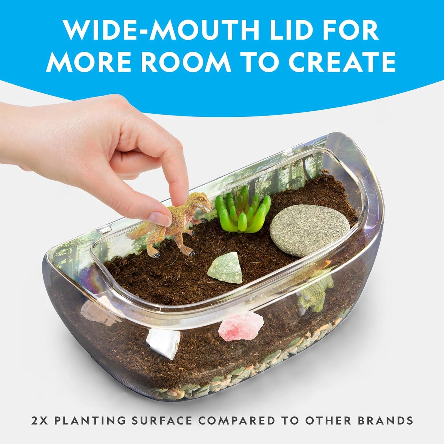 Light-Up Dinosaur Terrarium Kit for Kids with Real Plants & Gemstones