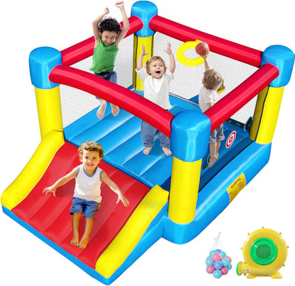 Children’s Inflatable Bounce House with Slide for Indoors and Outdoors