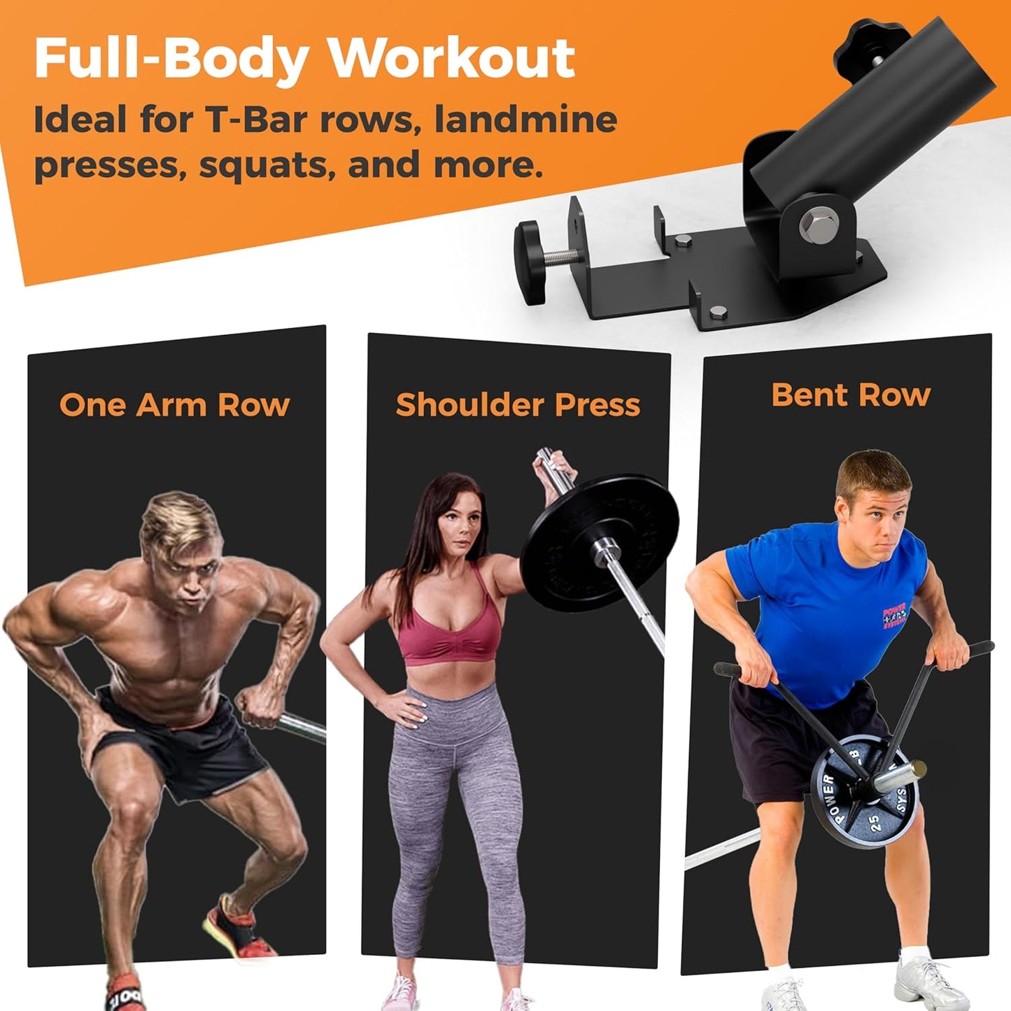 T-Bar Row Landmine Attachment – 360° Swivel Barbell Handle with V-Bar for Home Gym Full-Body Workouts