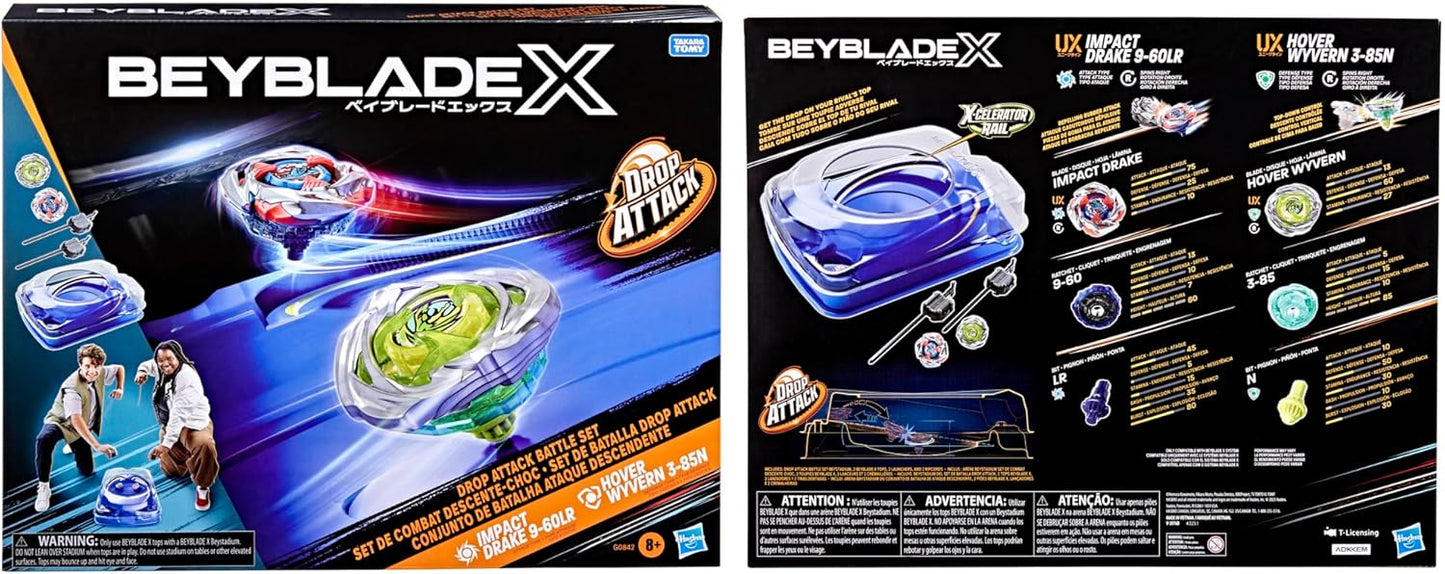 Beyblade X Drop Attack Set: Beystadium, 2 Tops & Launchers - Ages 8+